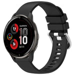 Liquid Glossy Silver Buckle Silicone Watch Band, For Garmin Vivomove Sport, For Garmin Venu 2 Plus, For Garmin Vivoactive3 / 3 Music, For Garmin Forerunner 158 / 55