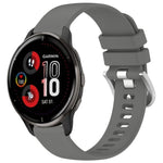 Liquid Glossy Silver Buckle Silicone Watch Band, For Garmin Vivomove Sport, For Garmin Venu 2 Plus, For Garmin Vivoactive3 / 3 Music, For Garmin Forerunner 158 / 55