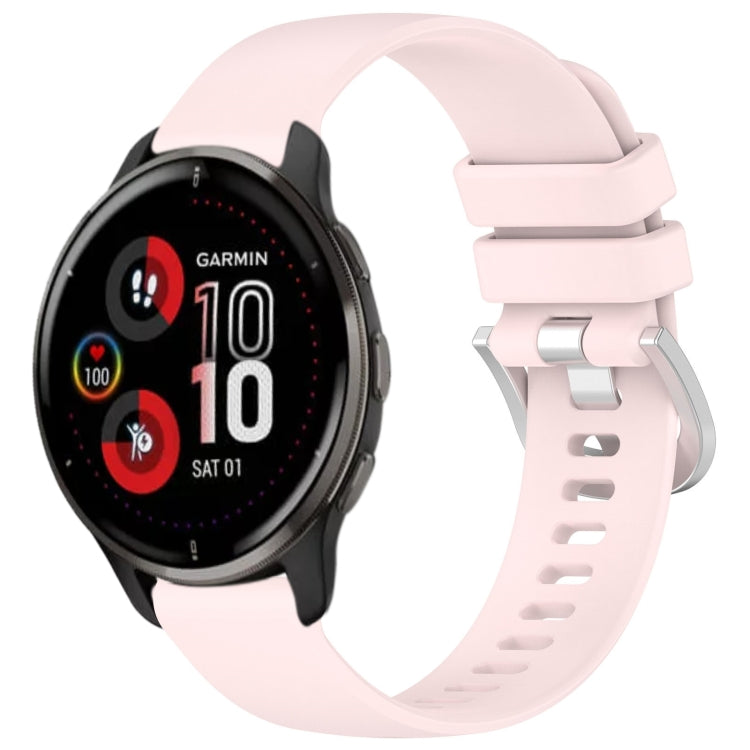 Liquid Glossy Silver Buckle Silicone Watch Band, For Garmin Vivomove Sport, For Garmin Venu 2 Plus, For Garmin Vivoactive3 / 3 Music, For Garmin Forerunner 158 / 55