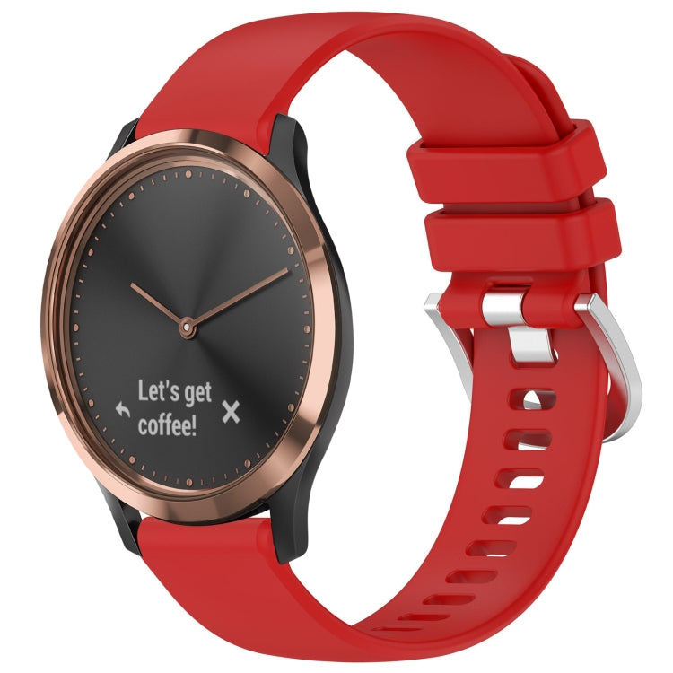 Liquid Glossy Silver Buckle Silicone Watch Band, For Garmin Forerunner245 / 245 Music, For Garmin VivoMove Style / Vivomove, For Garmin Vivomove HR Sport, For Garmin Vivoactive 5