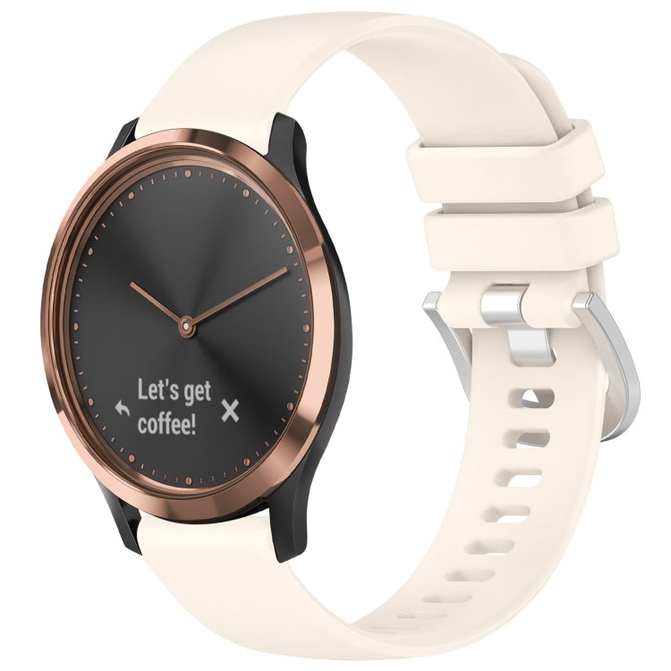 Liquid Glossy Silver Buckle Silicone Watch Band, For Garmin Forerunner245 / 245 Music, For Garmin VivoMove Style / Vivomove, For Garmin Vivomove HR Sport, For Garmin Vivoactive 5