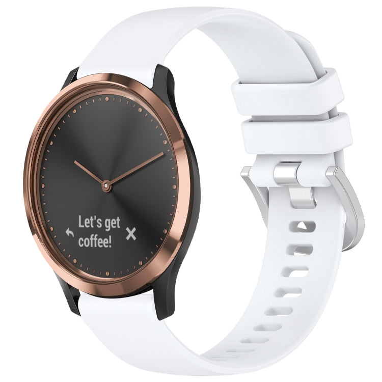 Liquid Glossy Silver Buckle Silicone Watch Band, For Garmin Forerunner245 / 245 Music, For Garmin VivoMove Style / Vivomove, For Garmin Vivomove HR Sport, For Garmin Vivoactive 5