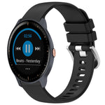 Liquid Glossy Silver Buckle Silicone Watch Band, For Garmin Vivomove Sport, For Garmin Venu 2 Plus, For Garmin Vivoactive3 / 3 Music, For Garmin Forerunner 158 / 55