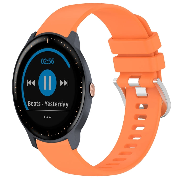 Liquid Glossy Silver Buckle Silicone Watch Band, For Garmin Vivomove Sport, For Garmin Venu 2 Plus, For Garmin Vivoactive3 / 3 Music, For Garmin Forerunner 158 / 55
