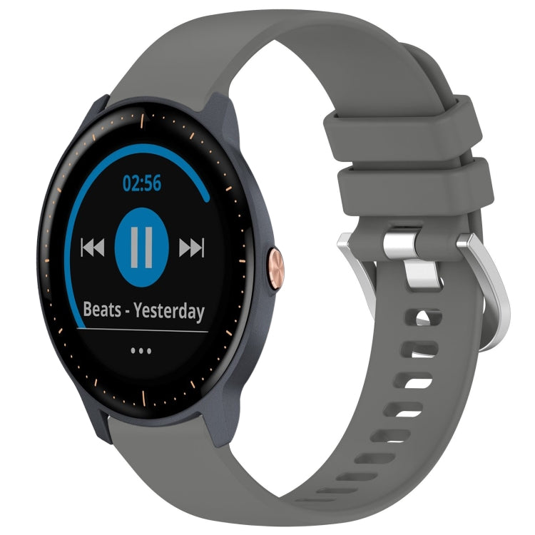 Liquid Glossy Silver Buckle Silicone Watch Band, For Garmin Vivomove Sport, For Garmin Venu 2 Plus, For Garmin Vivoactive3 / 3 Music, For Garmin Forerunner 158 / 55