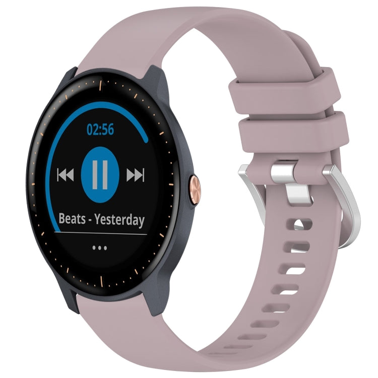 Liquid Glossy Silver Buckle Silicone Watch Band, For Garmin Vivomove Sport, For Garmin Venu 2 Plus, For Garmin Vivoactive3 / 3 Music, For Garmin Forerunner 158 / 55