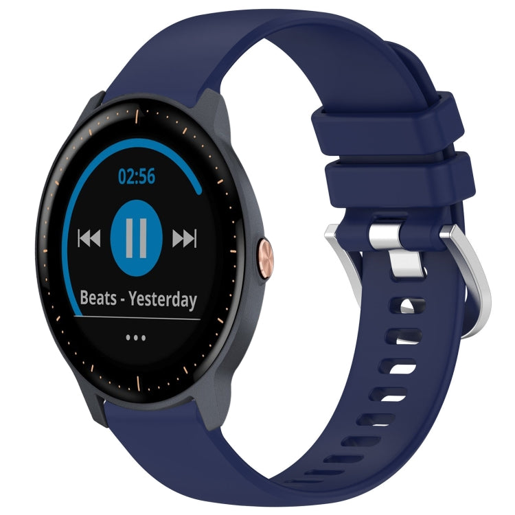 Liquid Glossy Silver Buckle Silicone Watch Band, For Garmin Vivomove Sport, For Garmin Venu 2 Plus, For Garmin Vivoactive3 / 3 Music, For Garmin Forerunner 158 / 55
