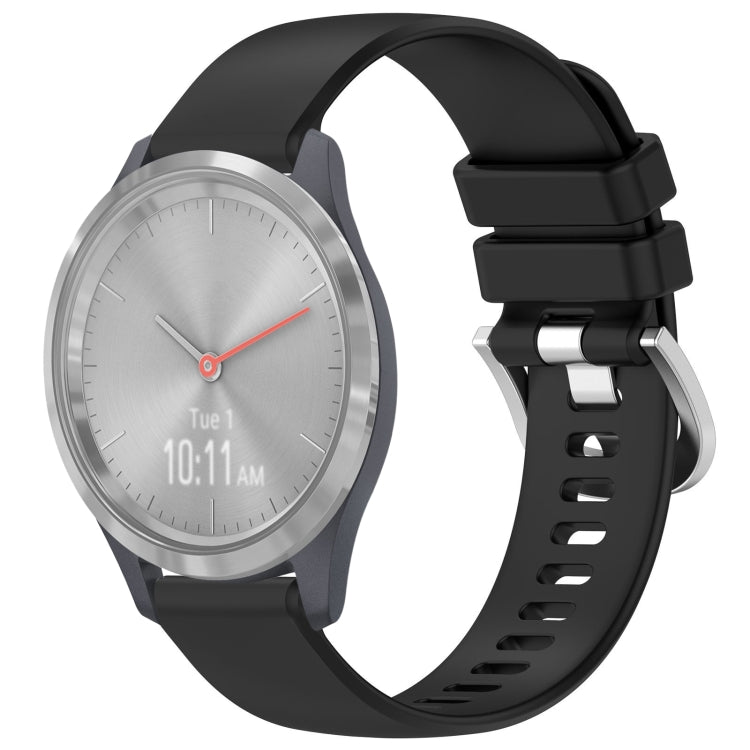 Liquid Glossy Silver Buckle Silicone Watch Band, For Garmin Vivoactive 4S, For Garmin Vivomove 3S