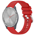 Liquid Glossy Silver Buckle Silicone Watch Band, For Garmin Vivoactive 4S, For Garmin Vivomove 3S
