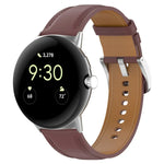 Top Layer Leather Embossed Sewing Watch Band, For Google Pixel Watch 4 / 3 / 2 / 1 41mm