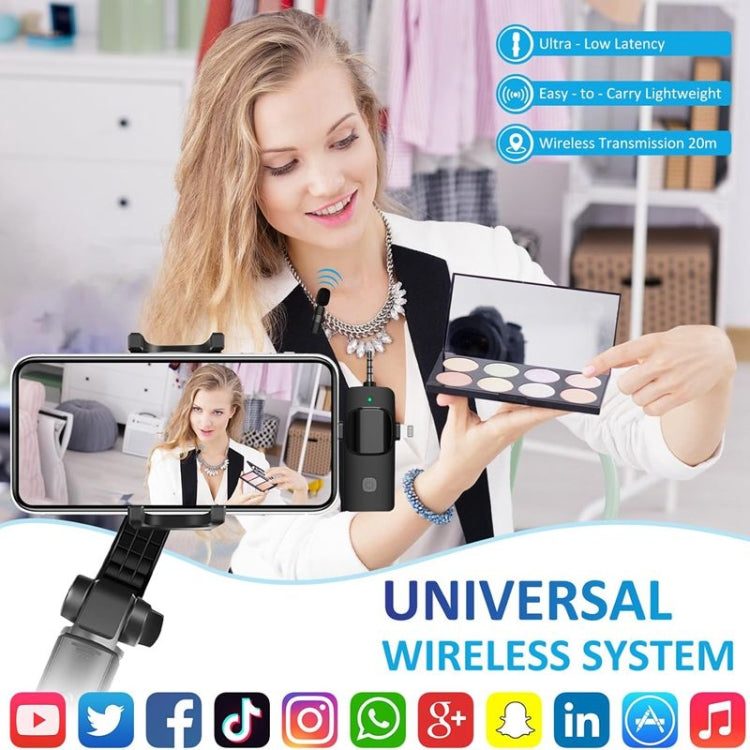 ไมโครโฟนไร้สายแบบหนีบปกสำหรับ iPhone / Android, 2 in 1, 3 in 1