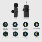 ไมโครโฟนไร้สายแบบหนีบปกสำหรับ iPhone / Android, 2 in 1, 3 in 1