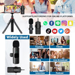 ไมโครโฟนไร้สายแบบหนีบปกสำหรับ iPhone / Android, 2 in 1, 3 in 1