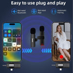 ไมโครโฟนไร้สายแบบหนีบปกสำหรับ iPhone / Android, 2 in 1, 3 in 1