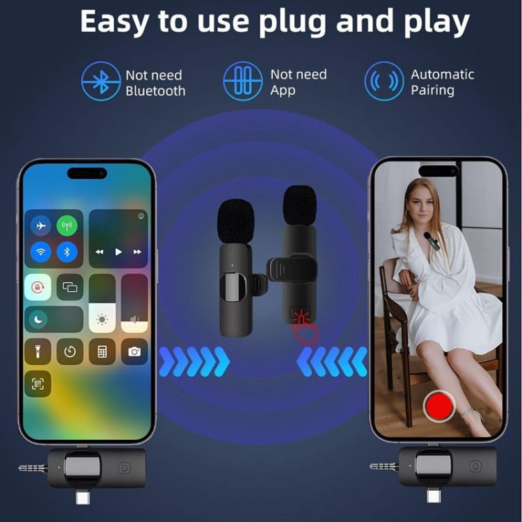 ไมโครโฟนไร้สายแบบหนีบปกสำหรับ iPhone / Android, 2 in 1, 3 in 1