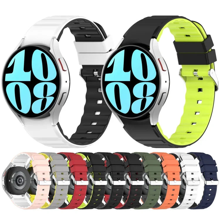 สายรัดนาฬิกาซิลิโคนสองสีแนวนอน สำหรับ Samsung Galaxy Watch 4, สำหรับ Samsung Galaxy Watch 4 Classic ขนาด 46 มม., สำหรับ Samsung Galaxy Watch 3 ขนาด 41 มม.