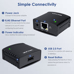 WAVLINK NU72P11 เซิร์ฟเวอร์เครื่องพิมพ์เครือข่าย 100Mbps USB 2.0 พร้อมอะแดปเตอร์ไฟสำหรับเครื่องพิมพ์เครือข่าย, ปลั๊ก US, ปลั๊ก UK, ปลั๊ก EU, ปลั๊ก AU