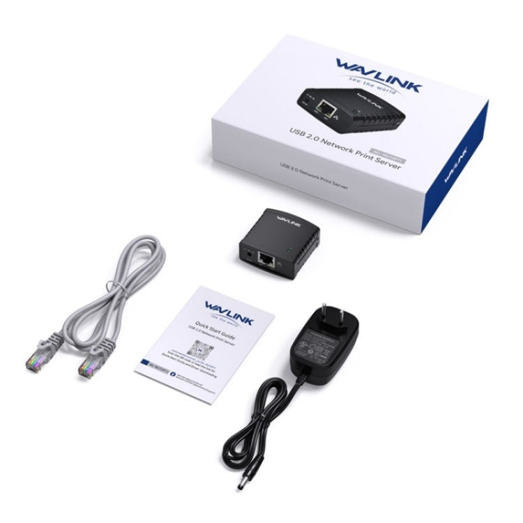 WAVLINK NU72P11 เซิร์ฟเวอร์เครื่องพิมพ์เครือข่าย 100Mbps USB 2.0 พร้อมอะแดปเตอร์ไฟสำหรับเครื่องพิมพ์เครือข่าย, ปลั๊ก US, ปลั๊ก UK, ปลั๊ก EU, ปลั๊ก AU