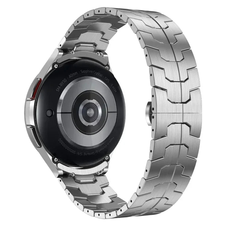 Lron Man Curved Connection Stainless Steel Watch Band, For Samsung Galaxy Watch6 Classic 43 / 47mm, For Samsung Galaxy Watch 6 40 / 44mm, For Samsung Galaxy Watch 5 40 / 44mm, For Samsung Galaxy Watch 5 Pro, For Samsung Galaxy Watch 4 40 / 44mm        ...
