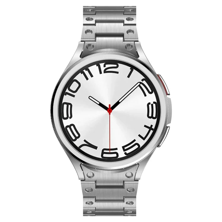 Dual Circle Curved Connection Stainless Steel Watch Band, For Samsung Galaxy Watch6 Classic 43 / 47mm, For Samsung Galaxy Watch 6 40 / 44mm, For Samsung Galaxy Watch 5 40 / 44mm, For Samsung Galaxy Watch 5 Pro, For Samsung Galaxy Watch 4 40 / 44mm     ...