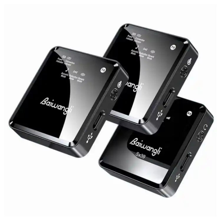 ไมโครโฟนไร้สายลดเสียงรบกวน Lavalier SX39 สำหรับ iPhone พร้อมเครื่องส่งสัญญาณคู่และเครื่องรับ, สำหรับ iPhone