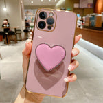 เคสโทรศัพท์ TPU พร้อมที่จับรูปหัวใจชุบอิเล็กโทรพลาติง สำหรับ iPhone 14 Pro Max, สำหรับ iPhone SE 2022 / 2020 / 7 / 8, สำหรับ iPhone 13 Pro Max, สำหรับ iPhone 13 Pro, สำหรับ iPhone 13, สำหรับ iPhone 13 mini, สำหรับ iPhone 12, สำหรับ iPhone 12 Pro Max
