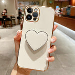 เคสโทรศัพท์ TPU พร้อมที่จับรูปหัวใจชุบอิเล็กโทรพลาติง สำหรับ iPhone 14 Pro Max, สำหรับ iPhone SE 2022 / 2020 / 7 / 8, สำหรับ iPhone 13 Pro Max, สำหรับ iPhone 13 Pro, สำหรับ iPhone 13, สำหรับ iPhone 13 mini, สำหรับ iPhone 12, สำหรับ iPhone 12 Pro Max