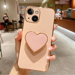 เคสโทรศัพท์ TPU พร้อมที่จับรูปหัวใจชุบอิเล็กโทรพลาติง สำหรับ iPhone 14 Pro Max, สำหรับ iPhone SE 2022 / 2020 / 7 / 8, สำหรับ iPhone 13 Pro Max, สำหรับ iPhone 13 Pro, สำหรับ iPhone 13, สำหรับ iPhone 13 mini, สำหรับ iPhone 12, สำหรับ iPhone 12 Pro Max