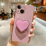 เคสโทรศัพท์ TPU พร้อมที่จับรูปหัวใจชุบอิเล็กโทรพลาติง สำหรับ iPhone 14 Pro Max, สำหรับ iPhone SE 2022 / 2020 / 7 / 8, สำหรับ iPhone 13 Pro Max, สำหรับ iPhone 13 Pro, สำหรับ iPhone 13, สำหรับ iPhone 13 mini, สำหรับ iPhone 12, สำหรับ iPhone 12 Pro Max