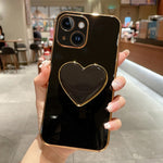 เคสโทรศัพท์ TPU พร้อมที่จับรูปหัวใจชุบอิเล็กโทรพลาติง สำหรับ iPhone 14 Pro Max, สำหรับ iPhone SE 2022 / 2020 / 7 / 8, สำหรับ iPhone 13 Pro Max, สำหรับ iPhone 13 Pro, สำหรับ iPhone 13, สำหรับ iPhone 13 mini, สำหรับ iPhone 12, สำหรับ iPhone 12 Pro Max