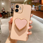 เคสโทรศัพท์ TPU พร้อมที่จับรูปหัวใจชุบอิเล็กโทรพลาติง สำหรับ iPhone 14 Pro Max, สำหรับ iPhone SE 2022 / 2020 / 7 / 8, สำหรับ iPhone 13 Pro Max, สำหรับ iPhone 13 Pro, สำหรับ iPhone 13, สำหรับ iPhone 13 mini, สำหรับ iPhone 12, สำหรับ iPhone 12 Pro Max