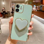 เคสโทรศัพท์ TPU พร้อมที่จับรูปหัวใจชุบอิเล็กโทรพลาติง สำหรับ iPhone 14 Pro Max, สำหรับ iPhone SE 2022 / 2020 / 7 / 8, สำหรับ iPhone 13 Pro Max, สำหรับ iPhone 13 Pro, สำหรับ iPhone 13, สำหรับ iPhone 13 mini, สำหรับ iPhone 12, สำหรับ iPhone 12 Pro Max