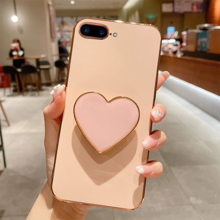 เคสโทรศัพท์ TPU พร้อมที่จับรูปหัวใจชุบอิเล็กโทรพลาติง สำหรับ iPhone 7 Plus / 8 Plus