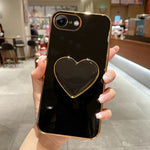 เคสโทรศัพท์ TPU พร้อมที่จับรูปหัวใจชุบอิเล็กโทรพลาติง สำหรับ iPhone 14 Pro Max, สำหรับ iPhone SE 2022 / 2020 / 7 / 8, สำหรับ iPhone 13 Pro Max, สำหรับ iPhone 13 Pro, สำหรับ iPhone 13, สำหรับ iPhone 13 mini, สำหรับ iPhone 12, สำหรับ iPhone 12 Pro Max