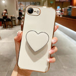 เคสโทรศัพท์ TPU พร้อมที่จับรูปหัวใจชุบอิเล็กโทรพลาติง สำหรับ iPhone 14 Pro Max, สำหรับ iPhone SE 2022 / 2020 / 7 / 8, สำหรับ iPhone 13 Pro Max, สำหรับ iPhone 13 Pro, สำหรับ iPhone 13, สำหรับ iPhone 13 mini, สำหรับ iPhone 12, สำหรับ iPhone 12 Pro Max