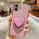 เคสโทรศัพท์ TPU พร้อมที่จับรูปหัวใจชุบอิเล็กโทรพลาติง สำหรับ iPhone 17e / 16e, สำหรับ iPhone 17 Pro Max, สำหรับ iPhone 17 Pro, สำหรับ iPhone 17, สำหรับ iPhone Air, สำหรับ iPhone 16 Pro Max, สำหรับ iPhone 16 Pro, สำหรับ iPhone 16 Plus