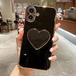 เคสโทรศัพท์ TPU พร้อมที่จับรูปหัวใจชุบอิเล็กโทรพลาติง สำหรับ iPhone 17e / 16e, สำหรับ iPhone 17 Pro Max, สำหรับ iPhone 17 Pro, สำหรับ iPhone 17, สำหรับ iPhone Air, สำหรับ iPhone 16 Pro Max, สำหรับ iPhone 16 Pro, สำหรับ iPhone 16 Plus