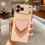 เคสโทรศัพท์ TPU พร้อมที่จับรูปหัวใจชุบอิเล็กโทรพลาติง สำหรับ iPhone 17e / 16e, สำหรับ iPhone 17 Pro Max, สำหรับ iPhone 17 Pro, สำหรับ iPhone 17, สำหรับ iPhone Air, สำหรับ iPhone 16 Pro Max, สำหรับ iPhone 16 Pro, สำหรับ iPhone 16 Plus