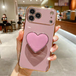 เคสโทรศัพท์ TPU พร้อมที่จับรูปหัวใจชุบอิเล็กโทรพลาติง สำหรับ iPhone 17e / 16e, สำหรับ iPhone 17 Pro Max, สำหรับ iPhone 17 Pro, สำหรับ iPhone 17, สำหรับ iPhone Air, สำหรับ iPhone 16 Pro Max, สำหรับ iPhone 16 Pro, สำหรับ iPhone 16 Plus