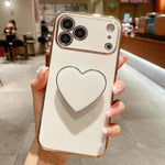 เคสโทรศัพท์ TPU พร้อมที่จับรูปหัวใจชุบอิเล็กโทรพลาติง สำหรับ iPhone 17e / 16e, สำหรับ iPhone 17 Pro Max, สำหรับ iPhone 17 Pro, สำหรับ iPhone 17, สำหรับ iPhone Air, สำหรับ iPhone 16 Pro Max, สำหรับ iPhone 16 Pro, สำหรับ iPhone 16 Plus
