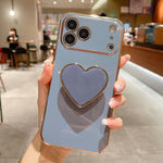 เคสโทรศัพท์ TPU พร้อมที่จับรูปหัวใจชุบอิเล็กโทรพลาติง สำหรับ iPhone 17e / 16e, สำหรับ iPhone 17 Pro Max, สำหรับ iPhone 17 Pro, สำหรับ iPhone 17, สำหรับ iPhone Air, สำหรับ iPhone 16 Pro Max, สำหรับ iPhone 16 Pro, สำหรับ iPhone 16 Plus