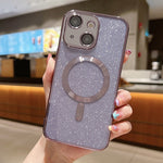 เคสโทรศัพท์ TPU เคลือบไฟฟ้ากลิตเตอร์ MagSafe สำหรับ iPhone 16 Pro, สำหรับ iPhone 16 Plus, สำหรับ iPhone 16, สำหรับ iPhone 15 Pro Max, สำหรับ iPhone 15 Pro, สำหรับ iPhone 15 Plus