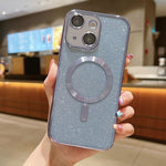 เคสโทรศัพท์ TPU เคลือบไฟฟ้ากลิตเตอร์ MagSafe สำหรับ iPhone 16 Pro, สำหรับ iPhone 16 Plus, สำหรับ iPhone 16, สำหรับ iPhone 15 Pro Max, สำหรับ iPhone 15 Pro, สำหรับ iPhone 15 Plus