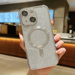 เคสโทรศัพท์ TPU เคลือบไฟฟ้ากลิตเตอร์ MagSafe สำหรับ iPhone 16 Pro, สำหรับ iPhone 16 Plus, สำหรับ iPhone 16, สำหรับ iPhone 15 Pro Max, สำหรับ iPhone 15 Pro, สำหรับ iPhone 15 Plus
