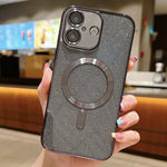 เคสโทรศัพท์ TPU เคลือบไฟฟ้ากลิตเตอร์ MagSafe สำหรับ iPhone 16 Pro, สำหรับ iPhone 16 Plus, สำหรับ iPhone 16, สำหรับ iPhone 15 Pro Max, สำหรับ iPhone 15 Pro, สำหรับ iPhone 15 Plus