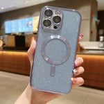 เคสโทรศัพท์ TPU เคลือบไฟฟ้ากลิตเตอร์ MagSafe สำหรับ iPhone 16 Pro, สำหรับ iPhone 16 Plus, สำหรับ iPhone 16, สำหรับ iPhone 15 Pro Max, สำหรับ iPhone 15 Pro, สำหรับ iPhone 15 Plus