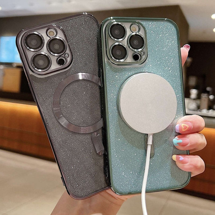 เคสโทรศัพท์ TPU เคลือบไฟฟ้ากลิตเตอร์ MagSafe สำหรับ iPhone 16 Pro, สำหรับ iPhone 16 Plus, สำหรับ iPhone 16, สำหรับ iPhone 15 Pro Max, สำหรับ iPhone 15 Pro, สำหรับ iPhone 15 Plus