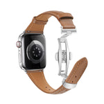 สายรัดนาฬิกาหนังเรียบแบบหัวเข็มขัดผีเสื้อ สำหรับ Apple Watch SE 2022 40mm, สำหรับ Apple Watch SE 2022 44mm, สำหรับ Apple Watch Series 7 41mm, สำหรับ Apple Watch Series 7 45mm
