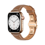 สายรัดนาฬิกาหนังเรียบแบบหัวเข็มขัดผีเสื้อ สำหรับ Apple Watch SE 2022 40mm, สำหรับ Apple Watch SE 2022 44mm, สำหรับ Apple Watch Series 7 41mm, สำหรับ Apple Watch Series 7 45mm