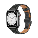สายรัดนาฬิกาหนังเรียบแบบหัวเข็มขัดผีเสื้อ สำหรับ Apple Watch SE 2022 40mm, สำหรับ Apple Watch SE 2022 44mm, สำหรับ Apple Watch Series 7 41mm, สำหรับ Apple Watch Series 7 45mm